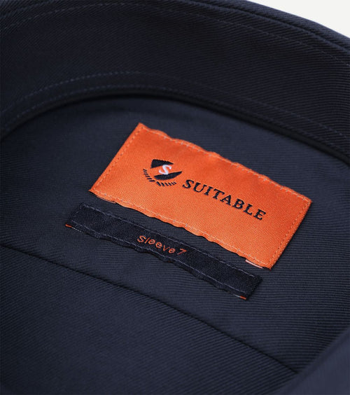 Suitable overhemd extra lange mouwen twill donkerblauw | Slim-fit