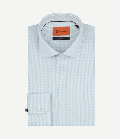 Overhemd extra lange mouwen twill ruit lichtgroen