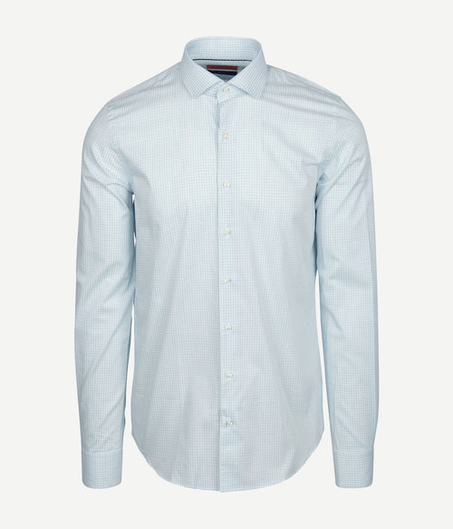 Suitable overhemd extra lange mouwen twill ruit lichtgroen | Slim-fit
