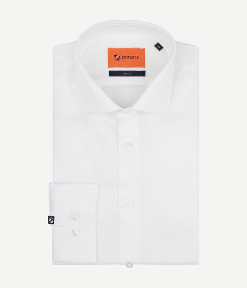Suitable overhemd extra lange mouwen twill wit | Slim-fit