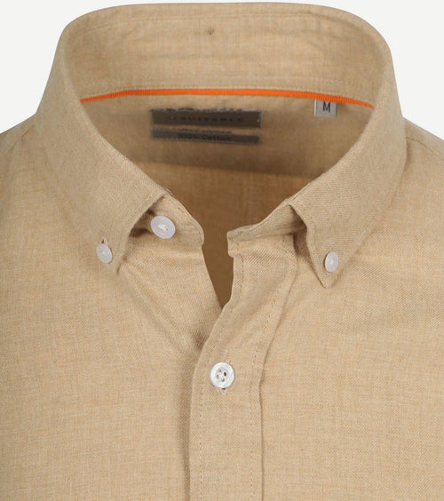 Suitable overhemd flanel beige | Slim-fit