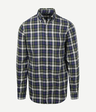 Steppin' Out overhemd flanel checks groen blauw | Slim-fit