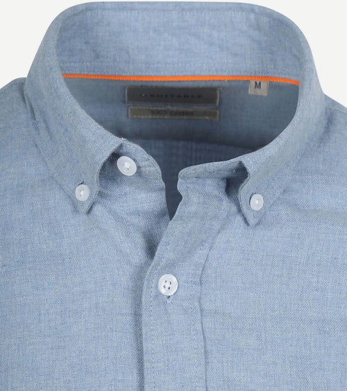 Suitable overhemd flanel lichtblauw | Slim-fit