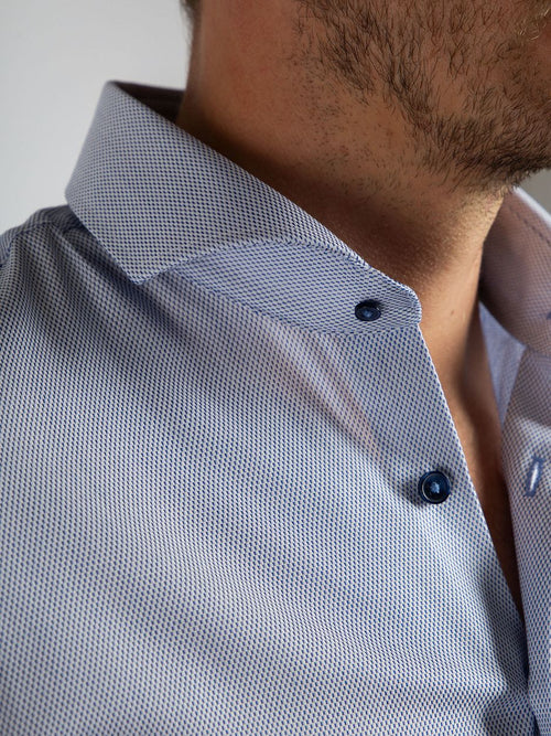 Suitable overhemd jacquard luxe blauw | Slim-fit