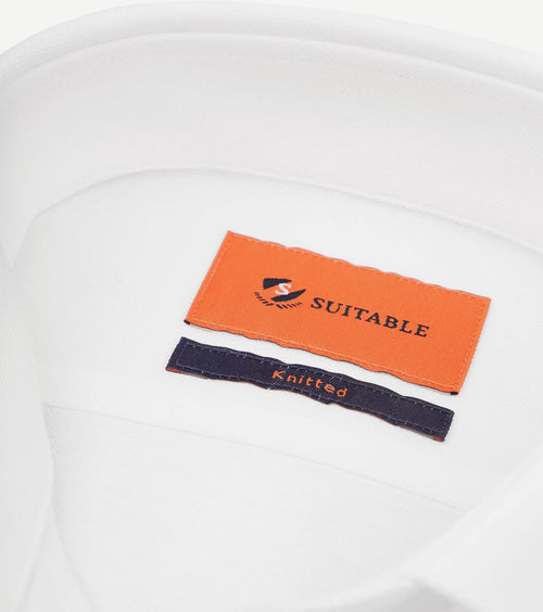 Suitable overhemd knitted piqué wit | Slim-fit