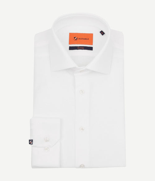 Suitable overhemd knitted piqué wit | Slim-fit