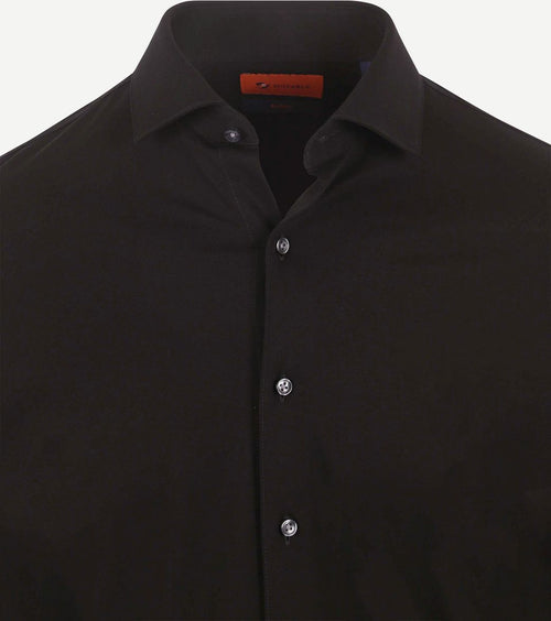 Suitable overhemd knitted pique zwart | Slim-fit