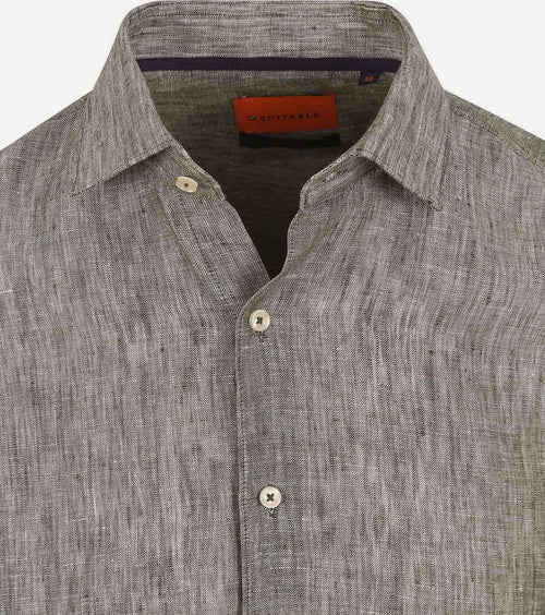 Suitable overhemd linnen groen | Slim-fit