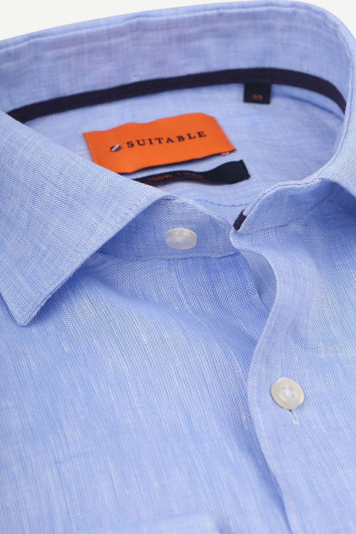 Suitable overhemd linnen lichtblauw | Slim-fit