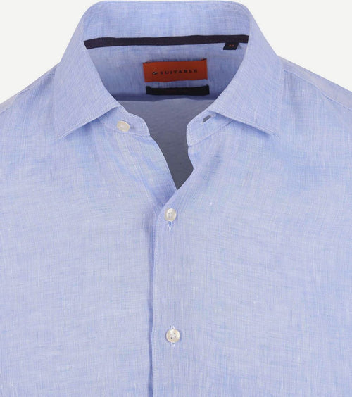 Suitable overhemd linnen lichtblauw | Slim-fit