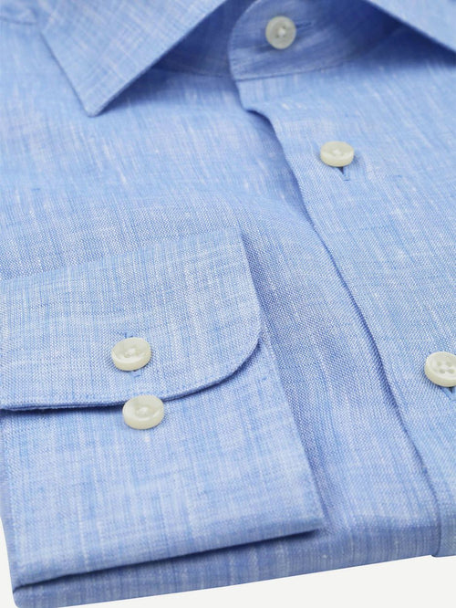 Suitable overhemd linnen lichtblauw