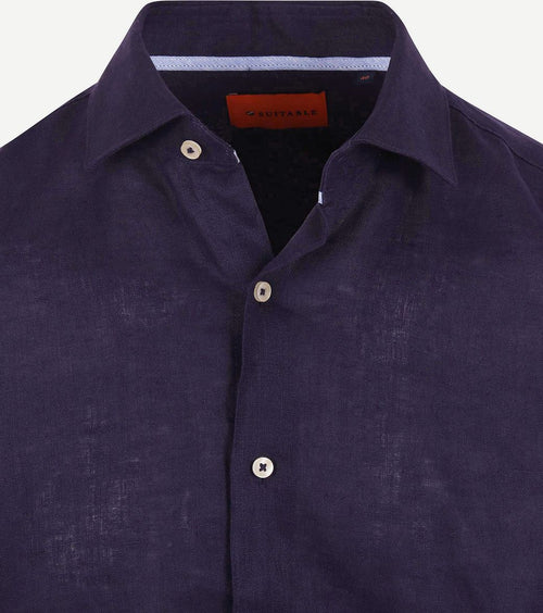 Suitable overhemd linnen donkerblauw | Slim-fit