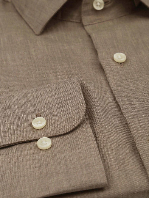 Suitable overhemd linnen taupe
