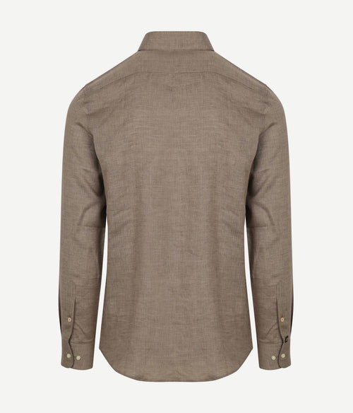 Suitable overhemd linnen taupe