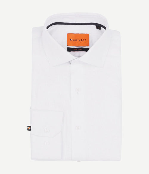 Suitable overhemd linnen wit | Slim-fit