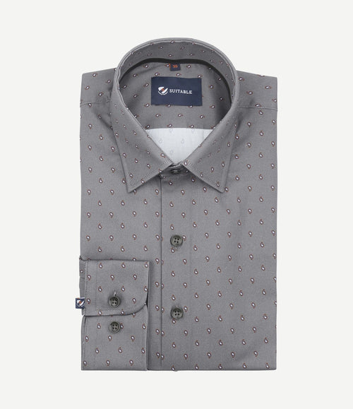 Overhemd paisley antraciet
