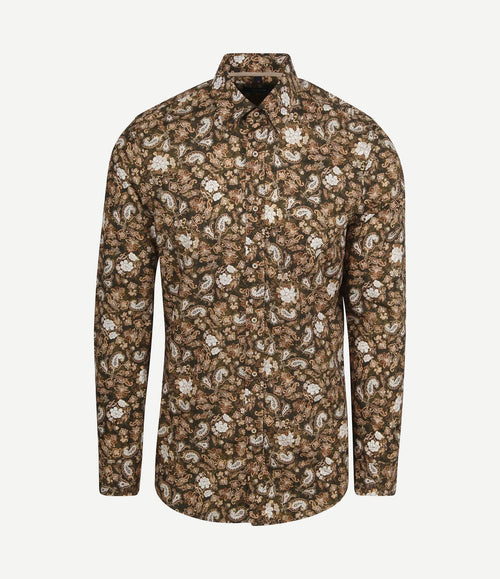 Overhemd paisley groen beige