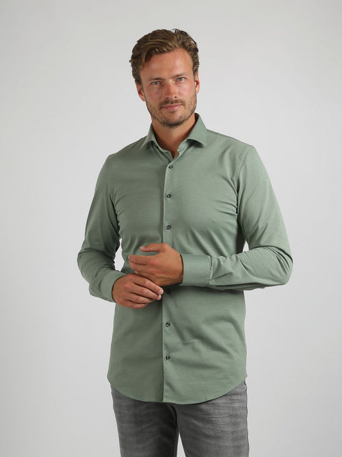 Suitable overhemd pique groen | Slim-fit