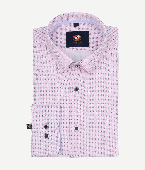 Suitable overhemd print roze | Slim-fit