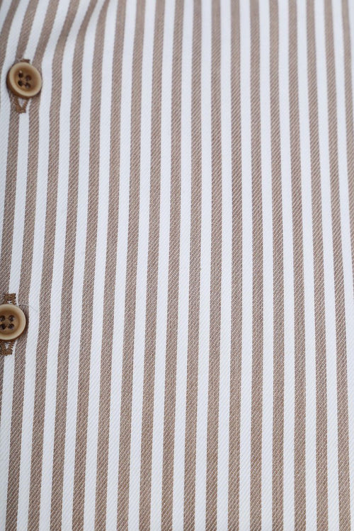 Suitable overhemd streep bruin | Slim-fit