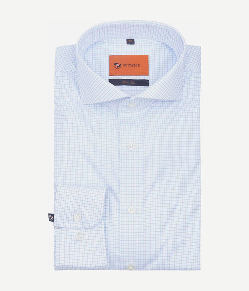 Suitable overhemd streep lichtblauw non iron | Slim-fit