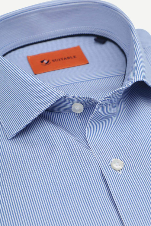 Suitable overhemd strepen blauw | Slim-fit