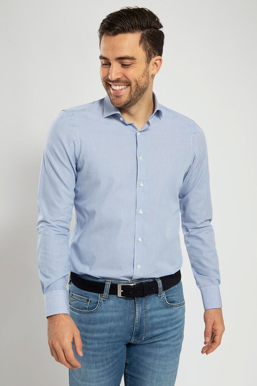 Suitable overhemd strepen blauw | Slim-fit