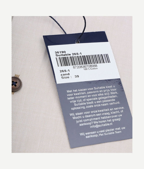 Suitable overhemd twill beige | Slim-fit