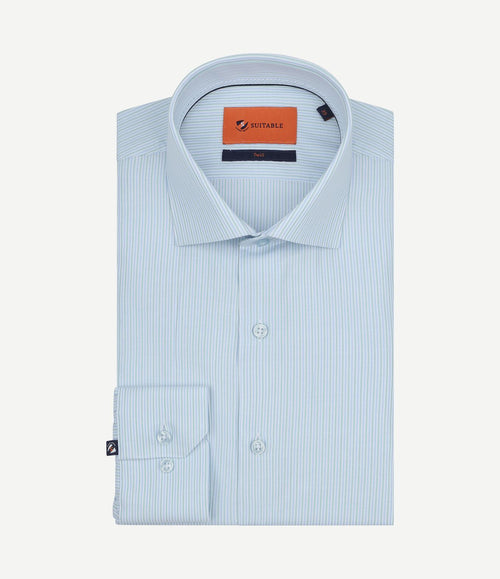 Overhemd twill streep lichtblauw