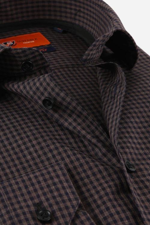 Suitable overhemd vichy ruit bruin