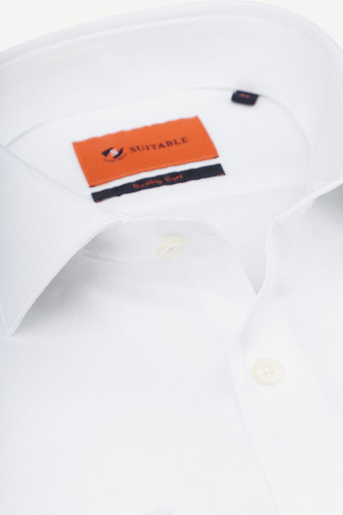Suitable overhemd white twill dubbelmanchet | Slim-fit