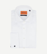 Overhemd white twill dubbelmanchet