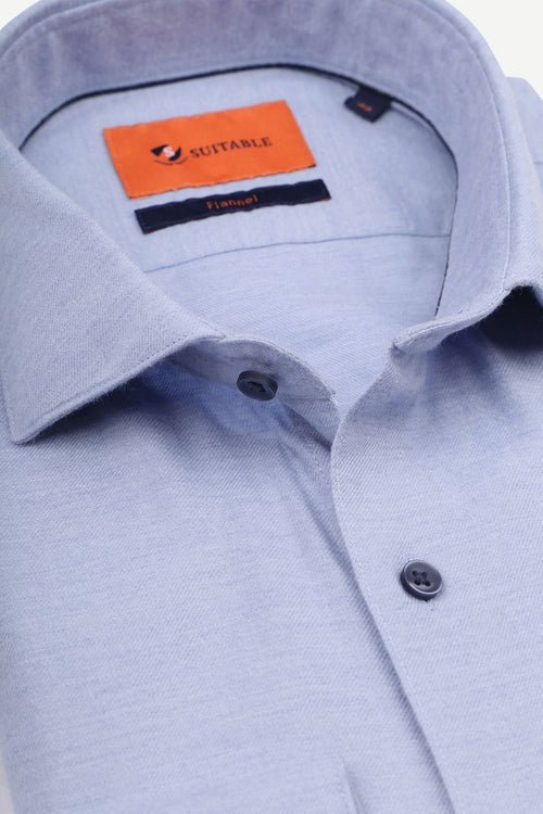 Suitable overhemd widespread flanel lichtblauw | Slim-fit