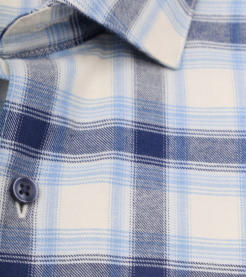 Suitable overhemd widespread flanel ruiten blauw | Slim-fit