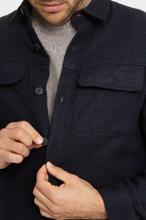 Suitable overshirt august wool blend donkerblauw | Regular-fit