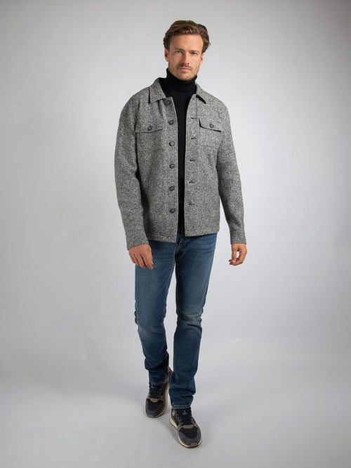 Overshirt boiled wool blend grijs