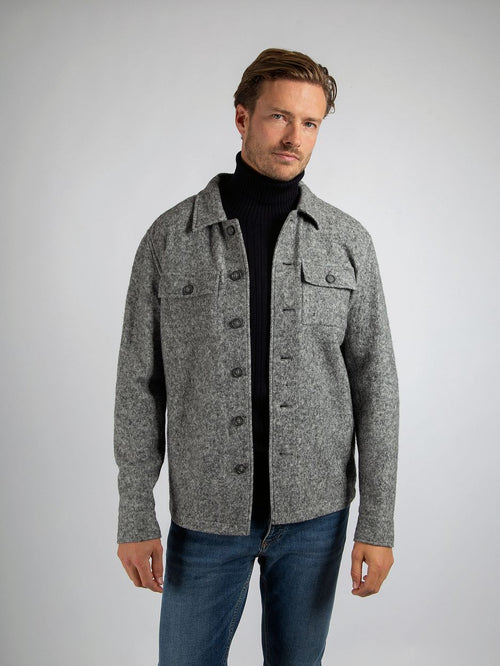 Suitable overshirt boiled wool blend grijs | Regular-fit
