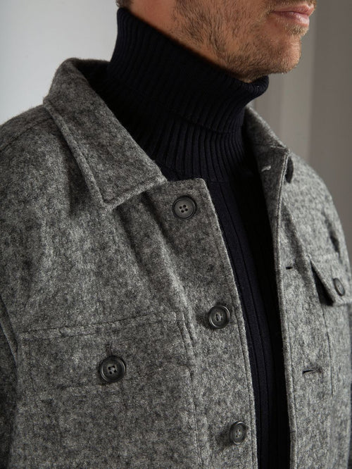 Overshirt boiled wool blend grijs
