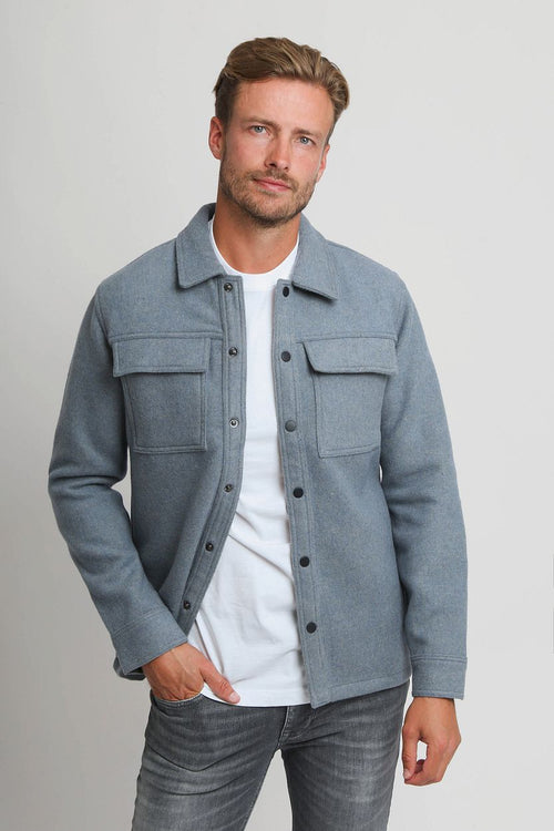 Overshirt wool blend blauw