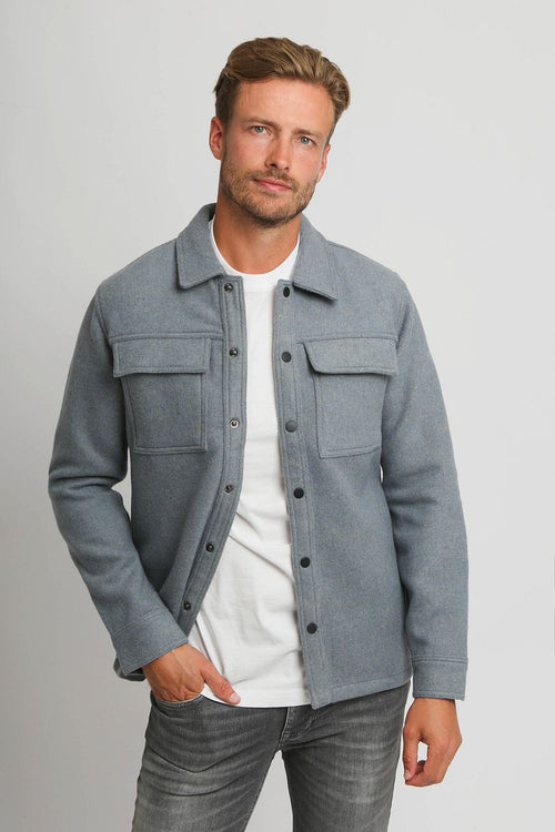 Suitable overshirt wool blend blauw | Regular-fit