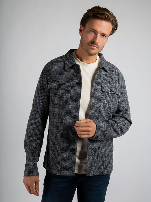 Overshirt wool blend grijs blauw