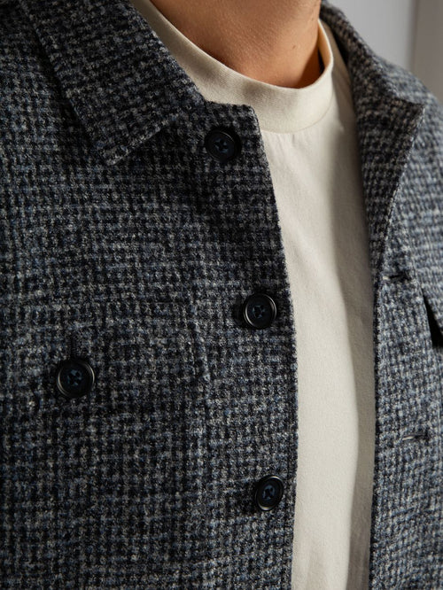 Overshirt wool blend grijs blauw