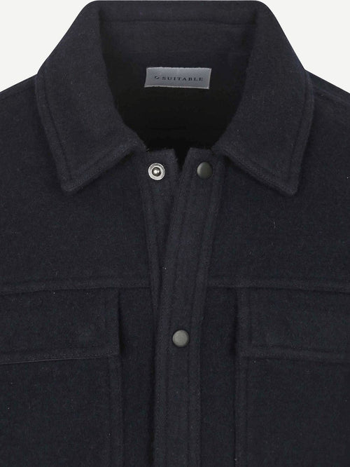 Overshirt wool blend donkerblauw
