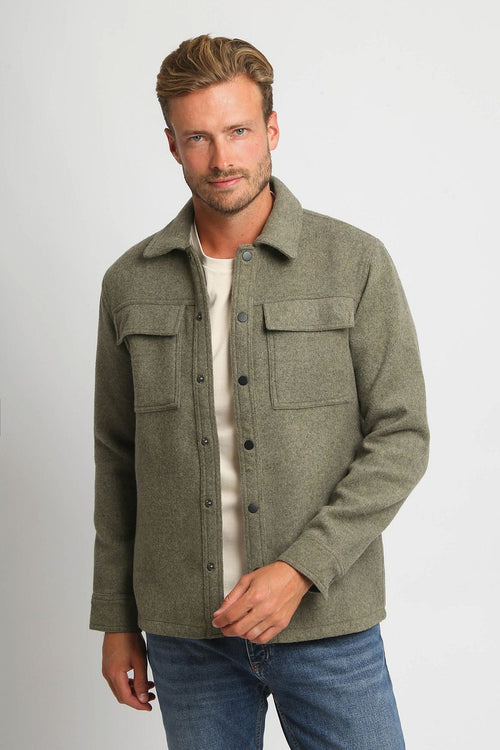 Suitable overshirt wool blend olijfgroen | Regular-fit
