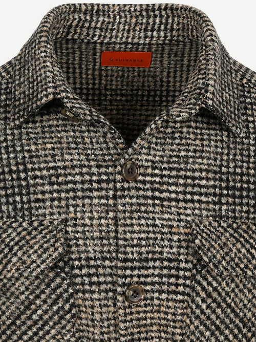 Overshirt wool blend ruit beige