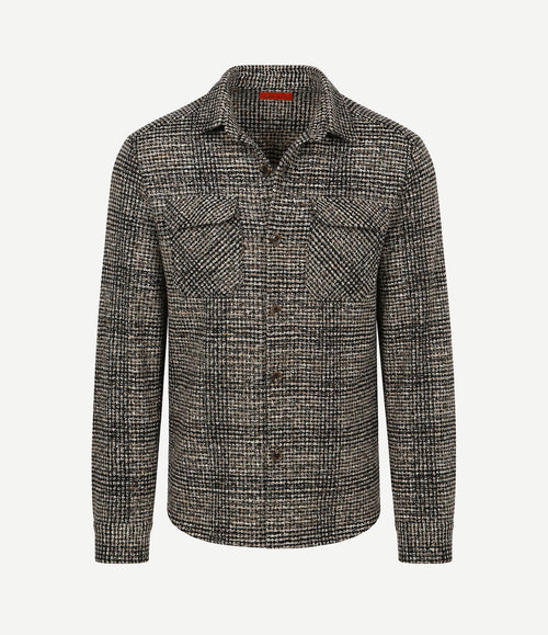 Overshirt wool blend ruit beige