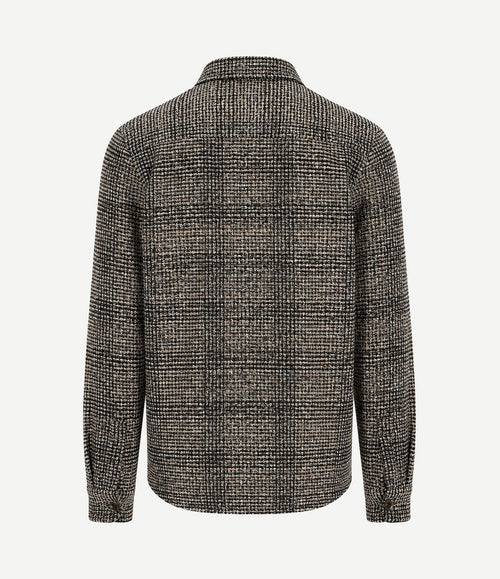 Overshirt wool blend ruit beige