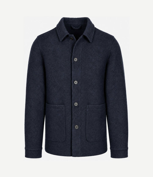 Overshirt wool bouclé donkerblauw