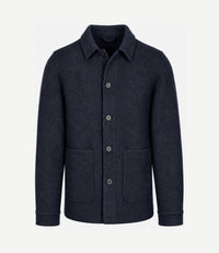 Overshirt wool bouclé donkerblauw