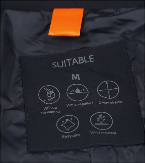 Suitable packable jas long tech donkerblauw